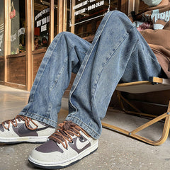 Men Jeans Fall Baggy Straight Trousers Wide Leg Trousers