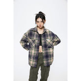 Unisex Jacket Retro Plaid Shirt Men and Women Loose Jacket