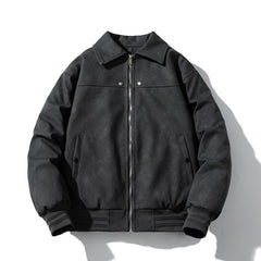 Mens Vintage Jackets PU Leather Jacket Lapel Padded Cotton Jacket Motorcycle Leather Cotton Jacket