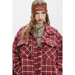 Unisex Jacket Retro Lapels Jacket Plaid Coat