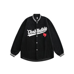 Unisex Jacket Vintage Baseball Jacket Men's and Women's Loose Corduroy Coat