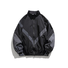 Unisex Jacket Retro Patchwork Contrast Color Loose Lapel Jacket