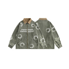 Unisex Jacket Retro Washed Denim Jacket Turn-down Collar Coat