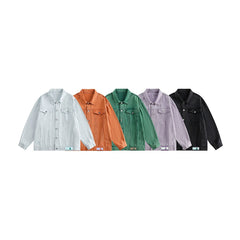 Unisex Jacket Spring and Autumn Denim Jacket Men and Women Couple Loose Casual Polo Collar Jacket