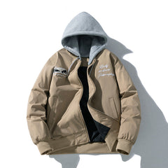 Mens Vintage Jackets Embroidered baseball jersey hooded jacket