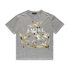 Amiri T Shirt Crane Print Casual Round Neck