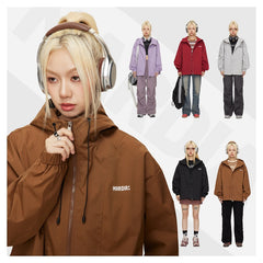 Unisex Jacket Vintage Sports Hooded Jacket Loose Casual Spring and Autumn Coat