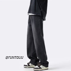 Men Jeans Spring Retro Straight-Leg Pants