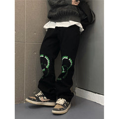 Men Jeans Spring and Autumn Straight Loose-Fitting Wide-Leg Trousers