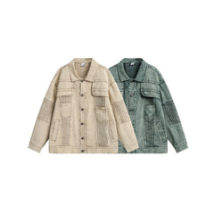 Unisex Jacket Washed Denim Clothes Jacket Men and Women Lapel Overalls