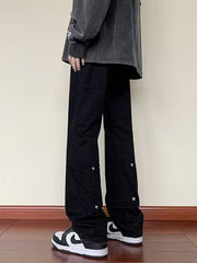 Men Jeans Spring and Autumn Straight-Leg Pants Loose Flared Trousers