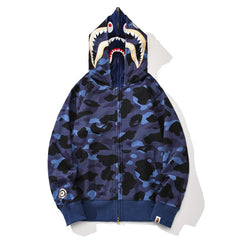 Bathing Ape Hoodie Gold Shark Double Hat Camouflage