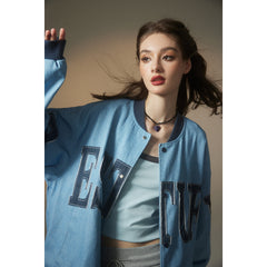 Unisex Jacket Vintage Patch Embroidery Tooling Jacket Loose Baseball Collar Coat