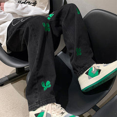 Men Jeans Men's Summer Casual Pants Loose Straight-Leg Wide-Leg Pants