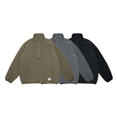 Unisex Jacket Shell Jacket Half Zipped Stand Collar Coat Jacket