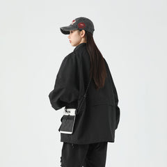Unisex Jacket Stand Collar Jacket Men's Loose Mechanical Style Outdoor Jacket Coat