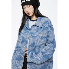 Unisex Jacket Men and Women Couple Loose Retro Washed Denim Jacket