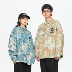 Unisex Jacket Embroidered Jacket Men's Loose Casual Polo Collar Coat