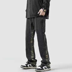 Men Jeans Spring Loose Wide Leg Pants Straight-Leg Pants