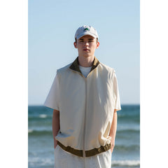 Unisex Jacket Stand-up Collar Sports Jacket Loose Splicing Coat