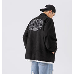 Unisex Jacket Vintage Embroidered Jacket Men's and Women's Loose Casual Suede Coach Jacket