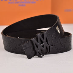 Amiri Belt Black cross pattern Golden deer logo