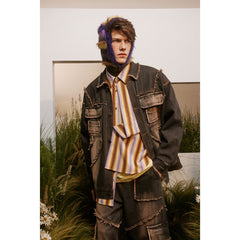 Unisex Jacket West Denim Retro Workwear Coat Jacket