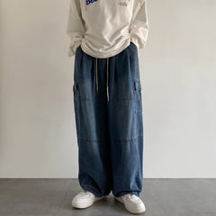 Men Jeans Cargo Jeans Men's Summer Washed Old Men's Casual Pants