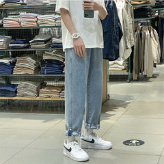 Men Jeans Straight-Leg Pants Autumn Denim Loose