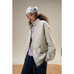Unisex Jacket Autumn Vintage Stand Collar Jacket Loose Overalls
