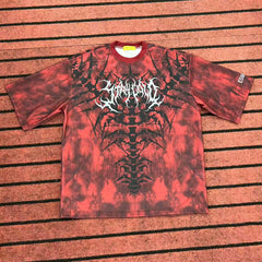 Street T Shirts Washed Old Oversize Hip Hop Skateboard Anime Print Short Sleeve