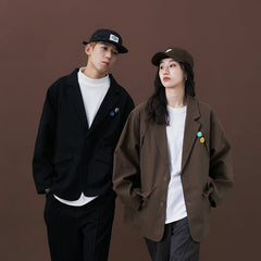 Unisex Jacket Retro Loose Casual Blazer