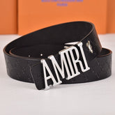 Amiri Belt Black CC pattern Golden deer logo