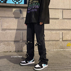 Men Jeans Autumn Retro Baggy Straight Trousers