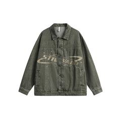 Unisex Jacket Vintage Embroidered Loose Lapels Jacket Spring and Autumn Coat