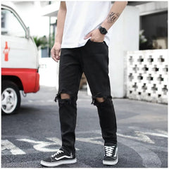 Men Jeans Retro Tattered Jeans Jeans Trousers