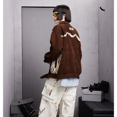 Unisex Jacket Spring and Autumn Casual Jacket Corduroy Turn-down Collar Coat