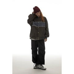 Unisex Jacket Retro Patchwork Contrast Color Loose Jacket Baseball Uniform