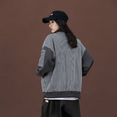 Unisex Jacket Retro Baseball Uniform Jacket Men's and Women's Loose Embroidered Striped Jacket