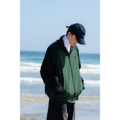Unisex Jacket Stand-up Collar Sports Jacket Loose Splicing Coat