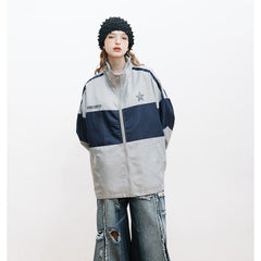 Unisex Jacket Vintage Color Matching Sports Jacket Men's and Women's Spring and Autumn Models Coat