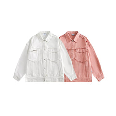 Unisex Jacket Retro Washed Casual Jacket Turn-down Collar Coat
