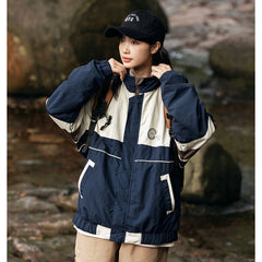 Unisex Jacket Stand Collar Coat for Male and Female Students Loose Jacket