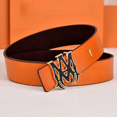 Amiri Belt Orange tabby Golden deer logo