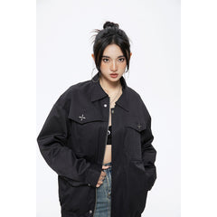 Unisex Jacket Spring and Autumn Retro Lapels Jacket Overalls