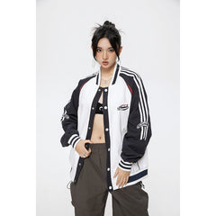 Unisex Jacket Vintage Baseball Collar Jacket Men and Women Loose Spring and Autumn Coat