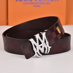 Amiri Belt dark brown Plaid pattern Golden deer logo
