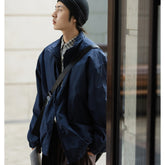 Unisex Jacket Vintage Waterproof Jacket for Men Loose Stand Collar Coat