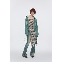 Unisex Jacket Retro Washed Denim Jacket Coat