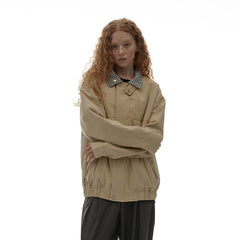Unisex Jacket Vintage Baggy Coat Men's and Women's Stand Collar Jacket